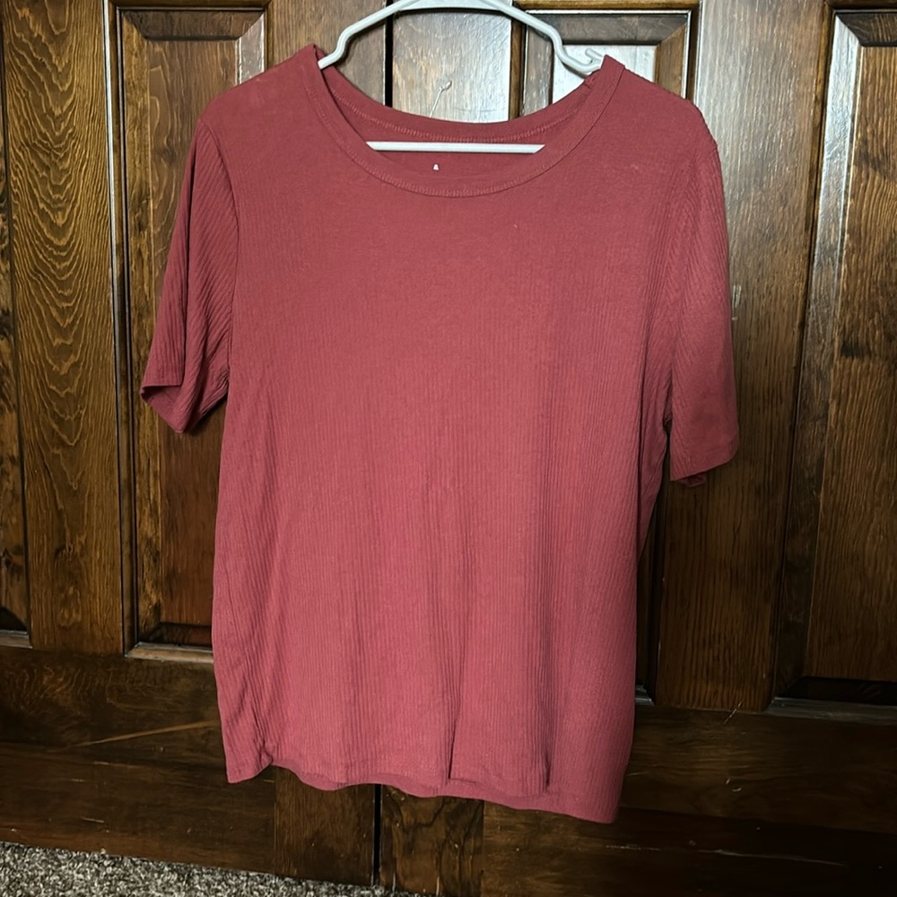 Red ribbed shirt
